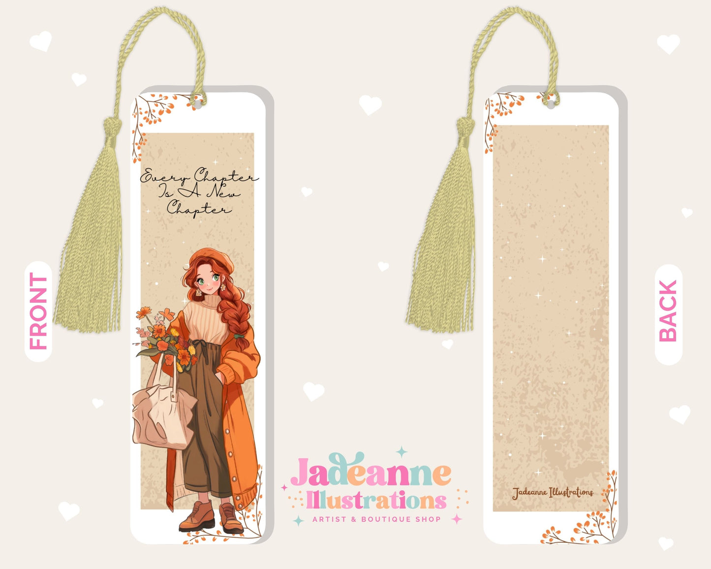 Fall Kawaii Character Bookmark