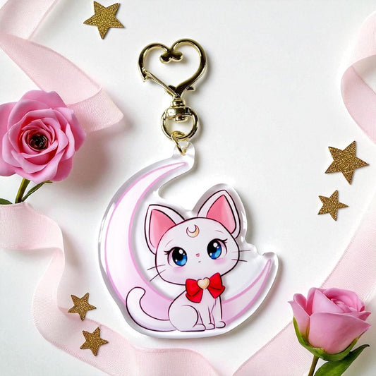 Kawaii Artemis Sailor Moon Acrylic Keychain / Keyring
