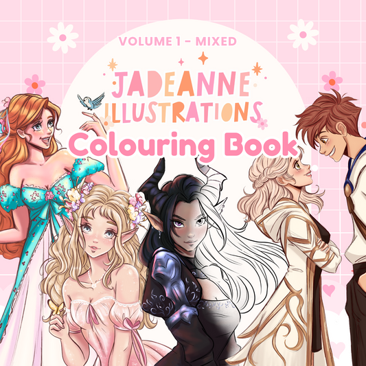 Front cover of Anime colouring book featuring illustrated characters