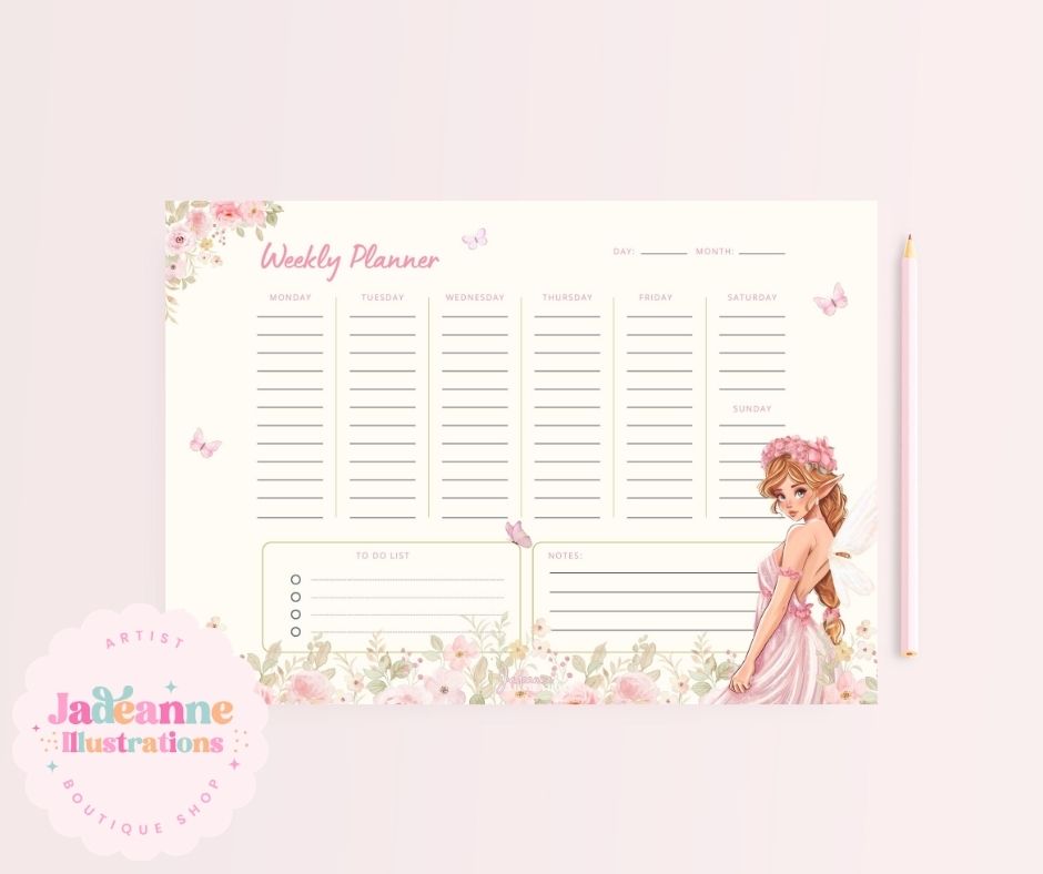 Fairy Floral A4 50 Page weekly planner