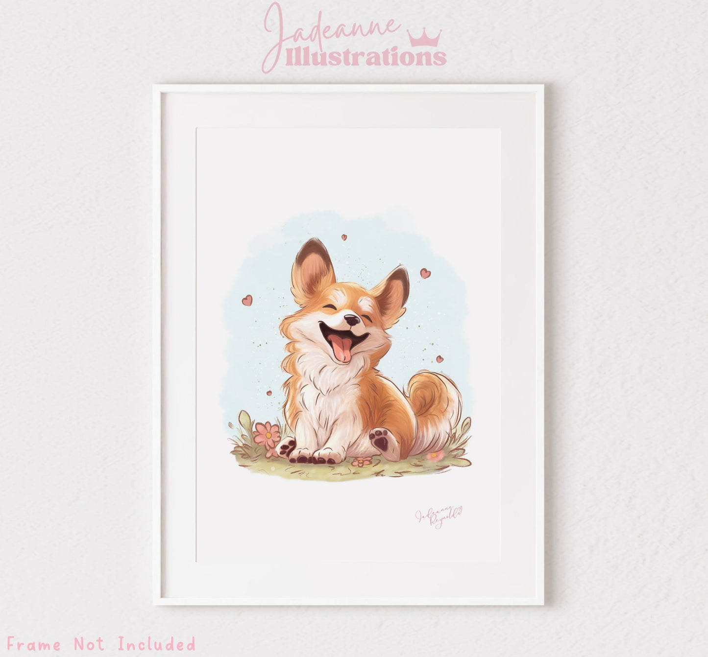 Happy Corgi Art Print