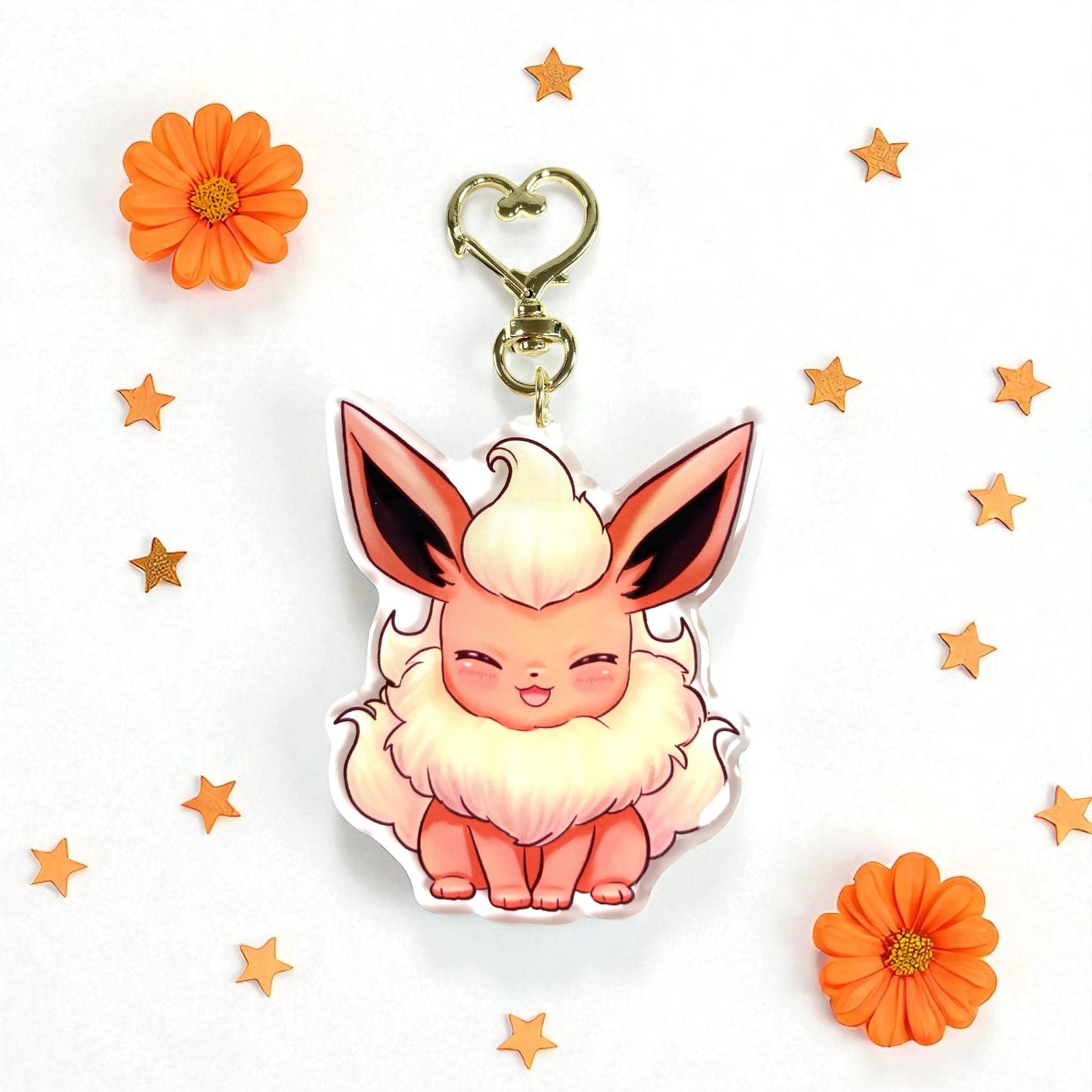 Kawaii Cute Flareon Acrylic Keychain / Keyring