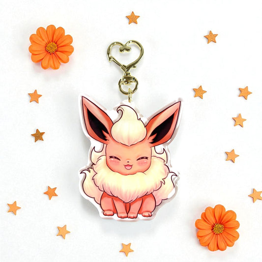Kawaii Cute Flareon Acrylic Keychain / Keyring