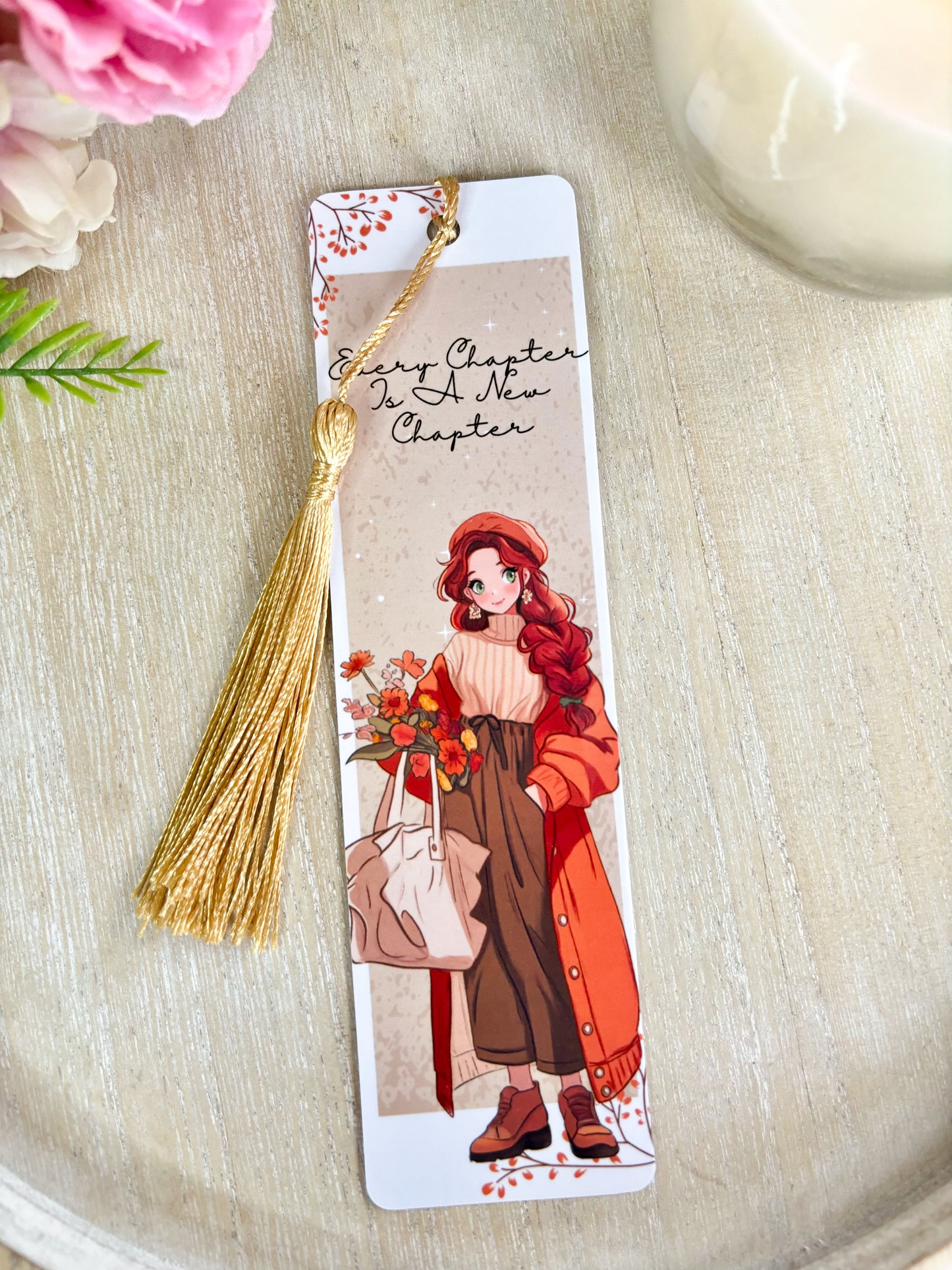 Fall Kawaii Character Bookmark