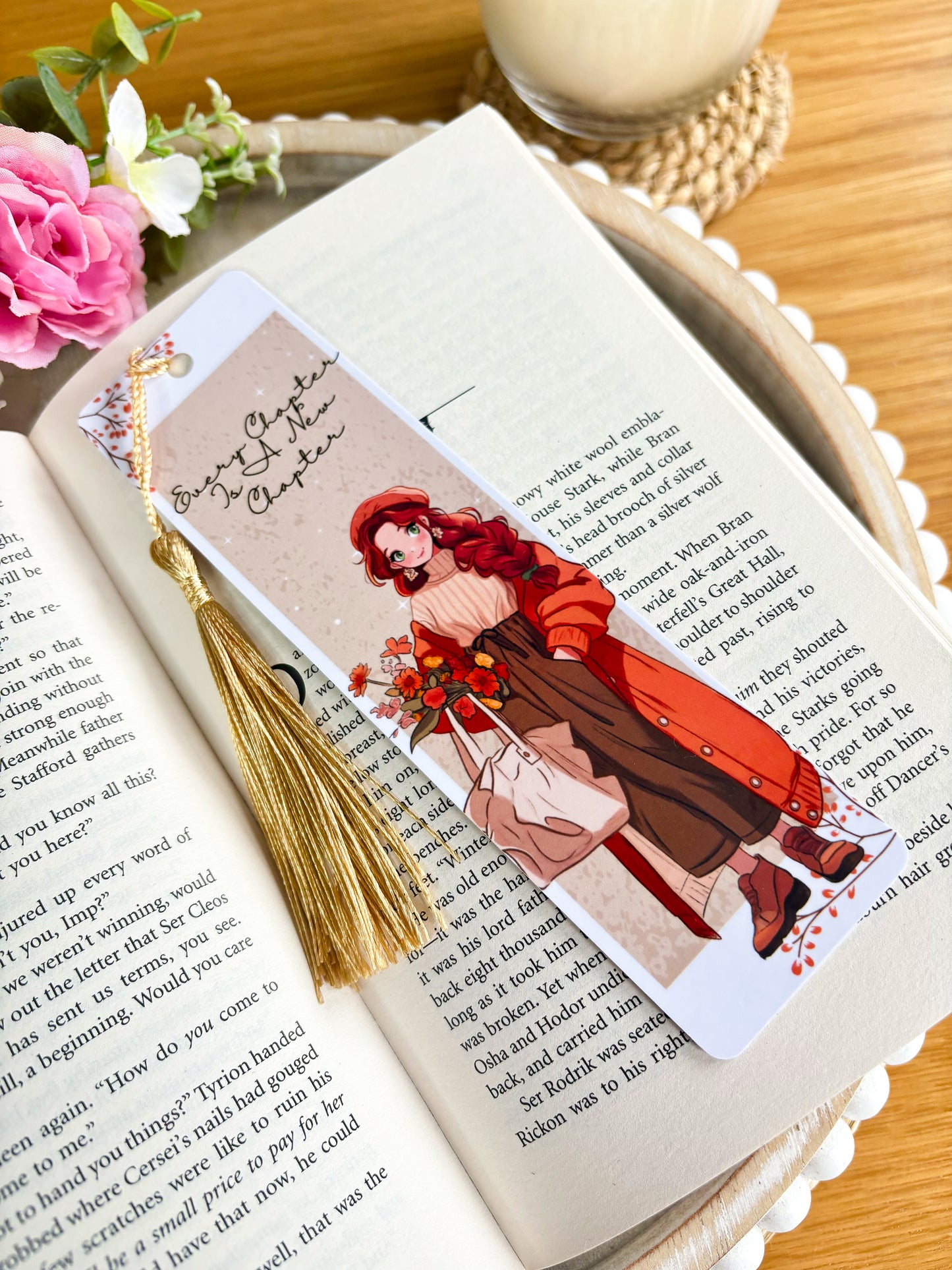 Fall Kawaii Character Bookmark