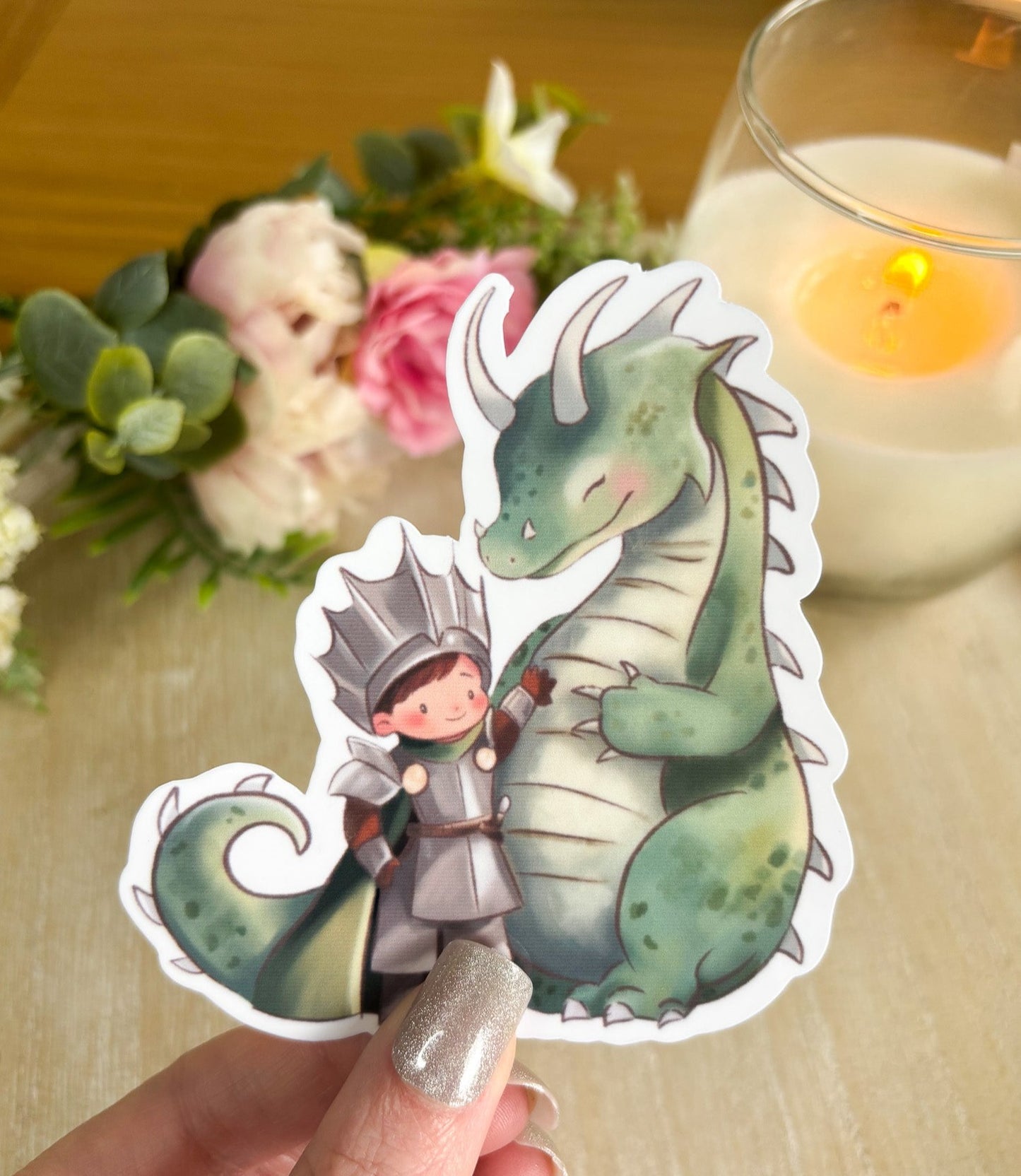 Knight and Dragon die cut Sticker