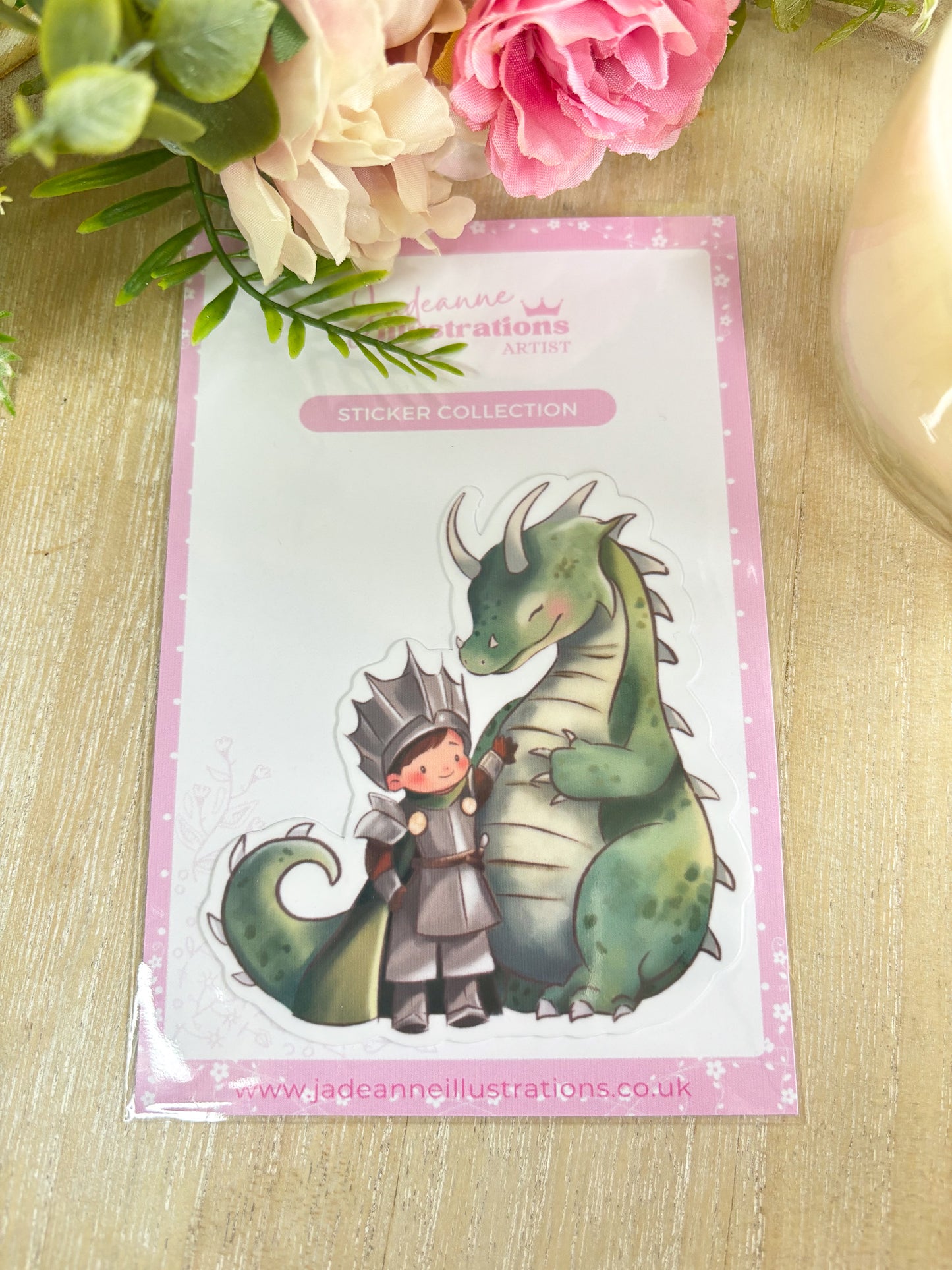 Knight and Dragon die cut Sticker