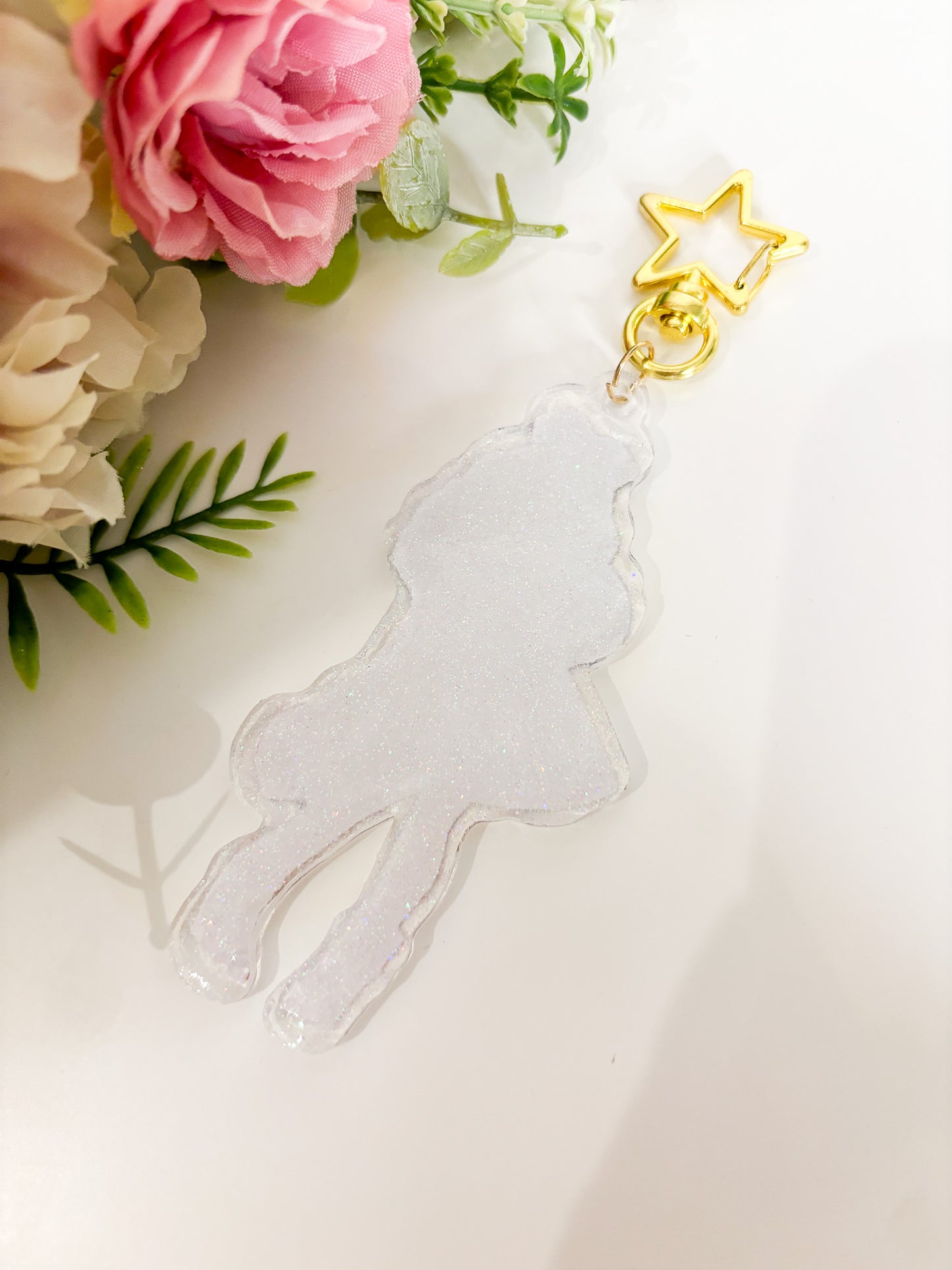 Pink Fashion Girl Resin Keyring