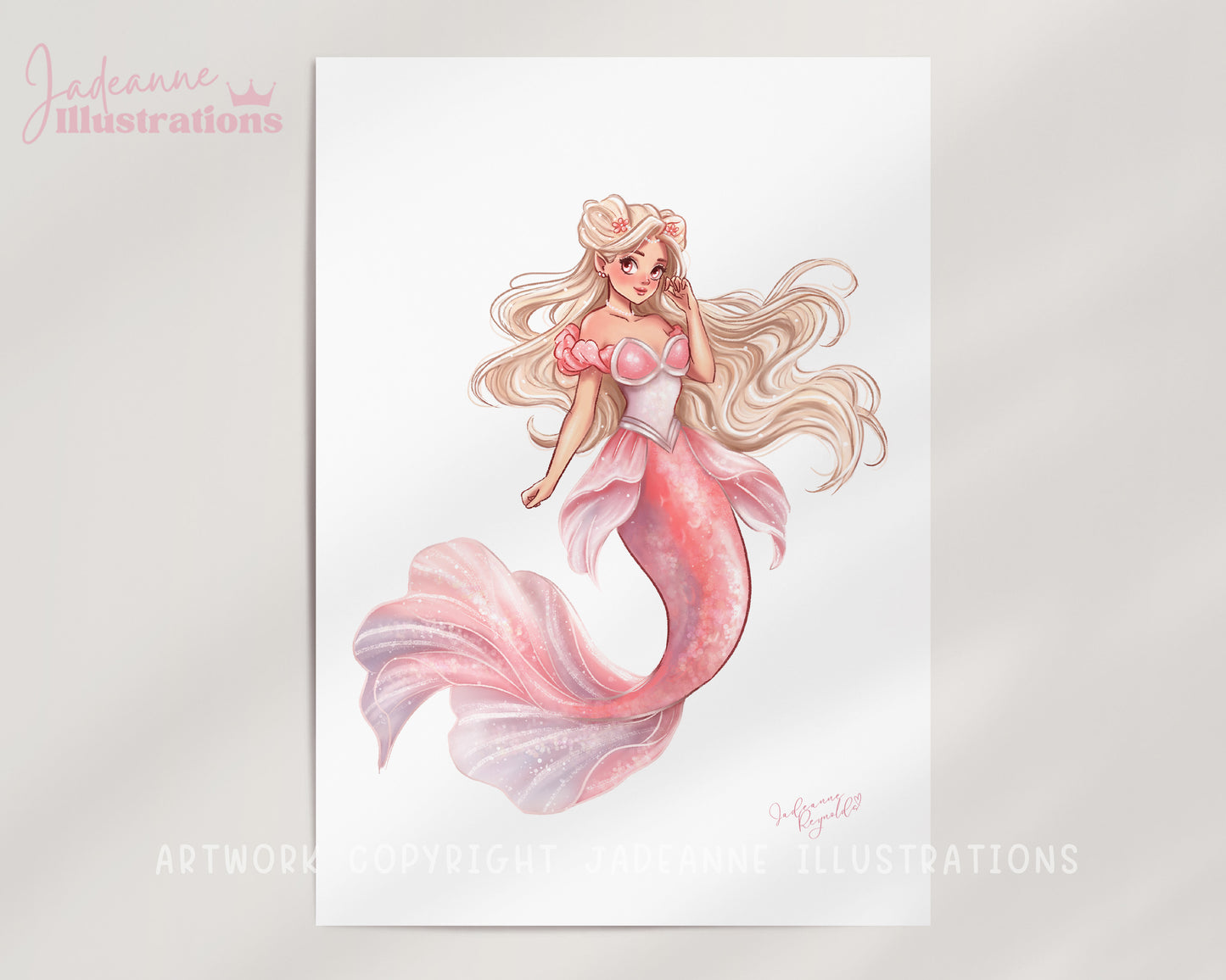 Pink Mermaid Art Print