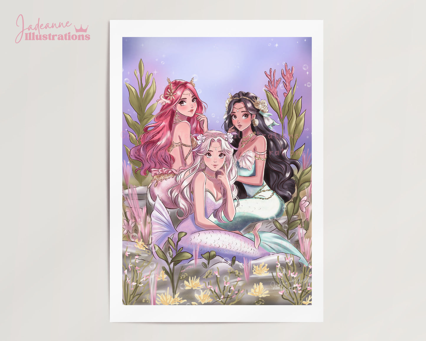 Mermaid Sisters Art Print