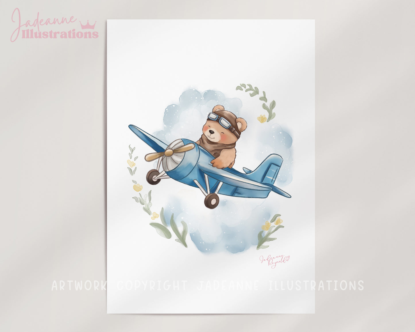 Teddy In Plane Art Print