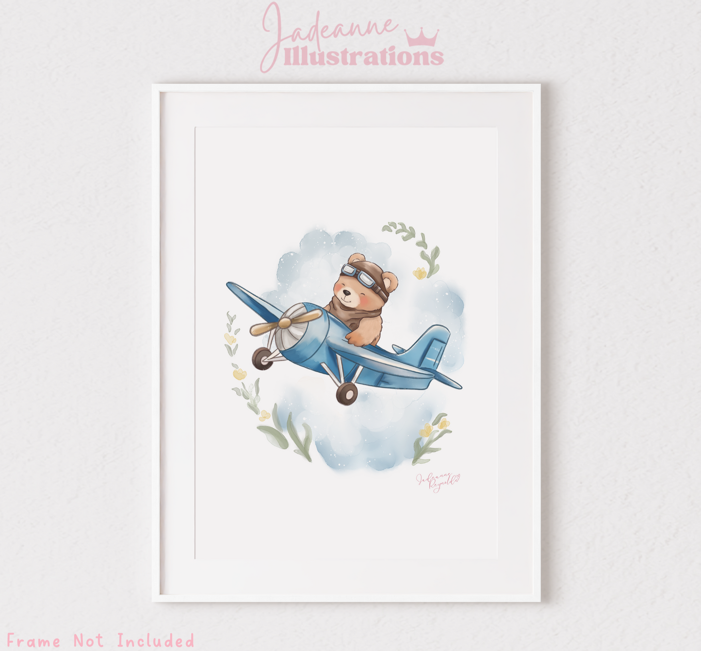 Teddy In Plane Art Print