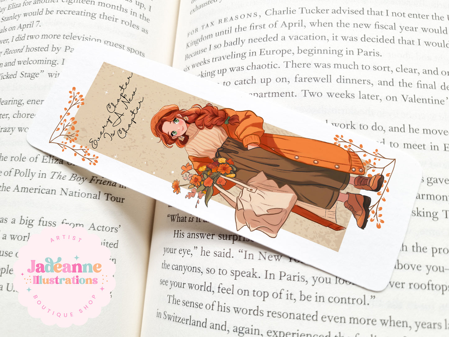 Fall Kawaii Character Bookmark